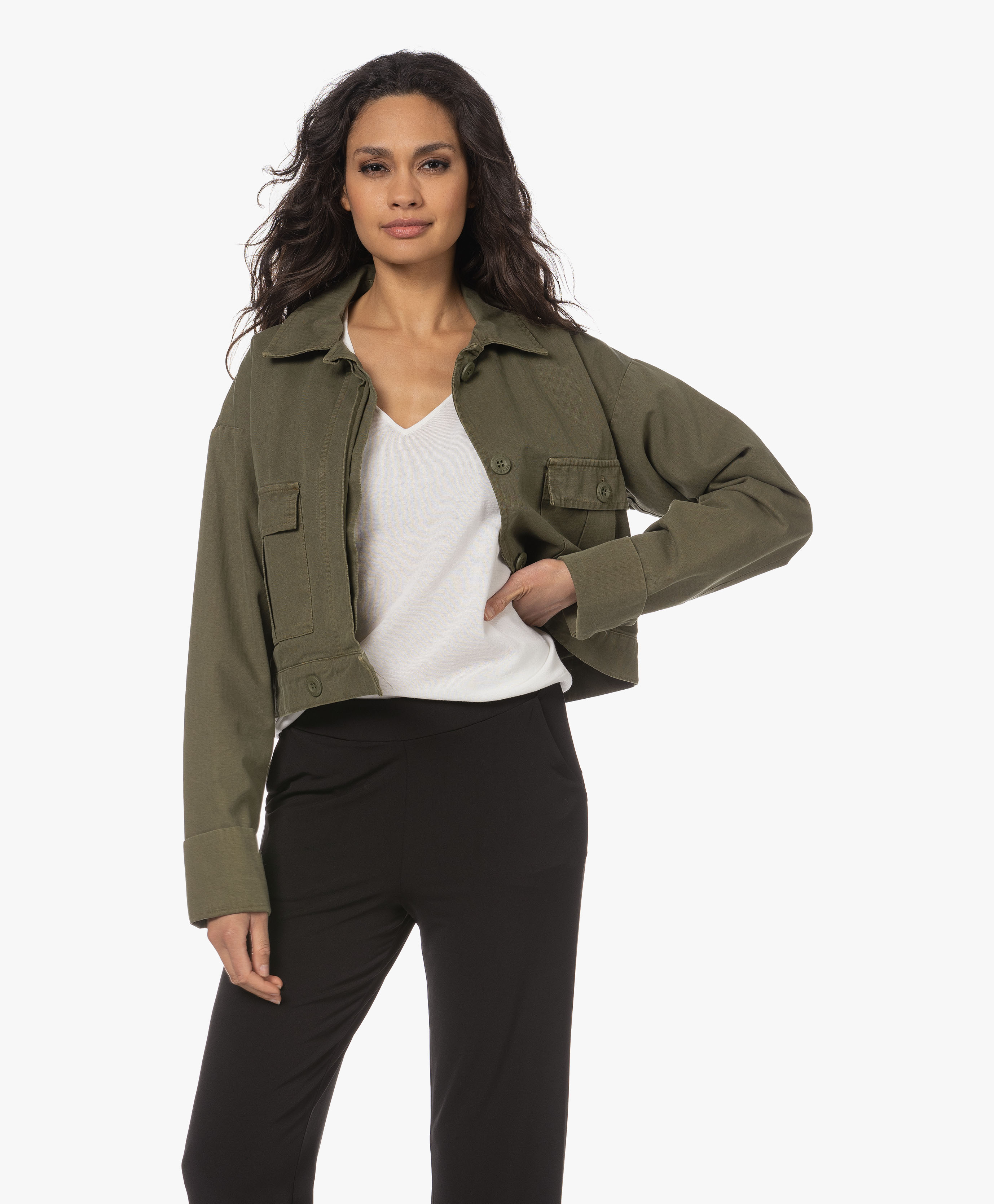 ANINE BING Adriana Cotton Tweed Jacket - Army Green