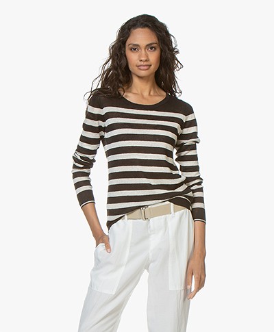Plein Publique La Lina Striped Linen Sweater - Black/Off-white