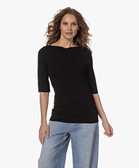 LaSalle Short Sleeve Boat Neck Sweater - Black