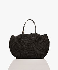 Rabarany Nell XL Raffia Shoulder Bag - Black