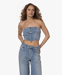 Closed Strapless Denim Bustier Top - Mid Blue