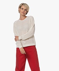 Sibin/Linnebjerg Fergie Merino Wool Blend Ajour Sweater - Off-white