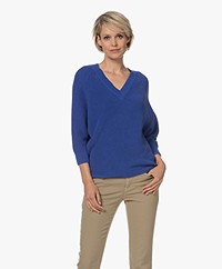 by-bar Lune Organic Cotton V-neck Sweater - Kingsblue