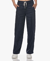 Drykorn Fae Linen Loose-fit Pants - Off - Blue