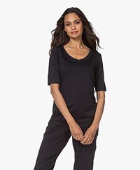 HANRO Yoga Modal Jersey Scoop T-shirt - Black