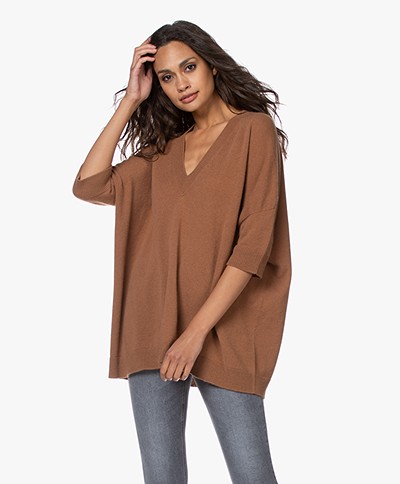 LaSalle Pure Cashmere Short Sleeve Sweater - Mocca