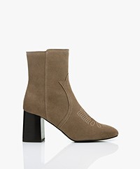 See by Chloé Abby Embroidered Ankle Boots - Taupe