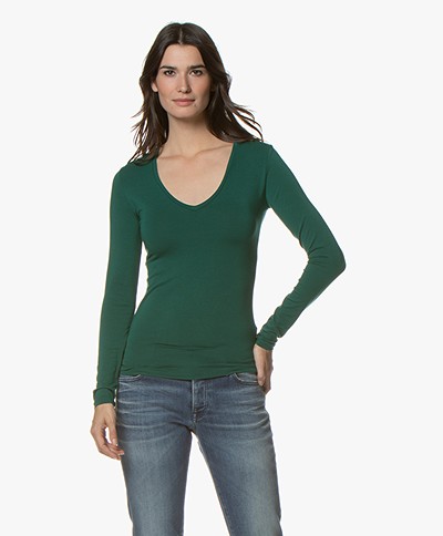 Majestic Filatures Soft Touch T-shirt with V-neck - Forest