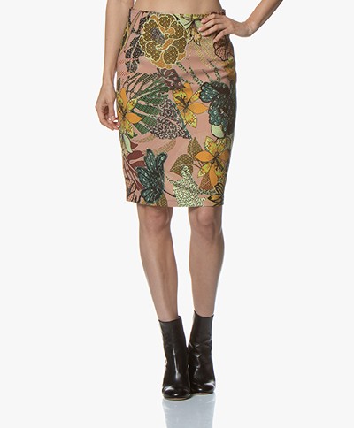 Ko Gezina Textured Floral Pencil Skirt 