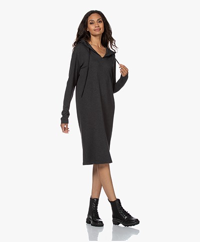 Majestic Filatures Soft Touch Hooded Sweater Dress - Anthracite Melange