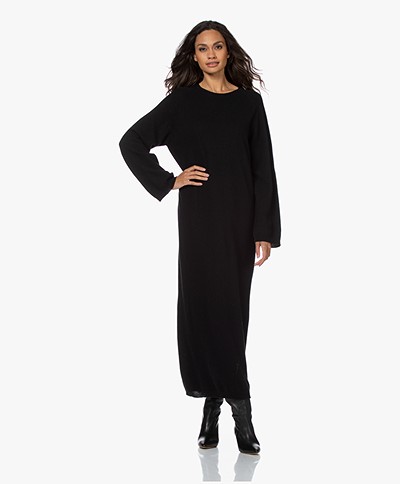 LaSalle Long Virgin Wool and Cashmere Dress - Black