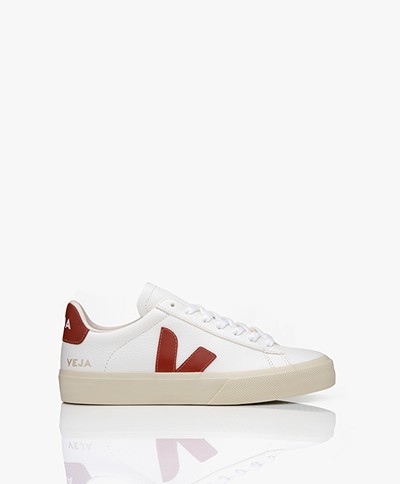 VEJA Campo Low Logo Leather Sneakers - White/Rouille