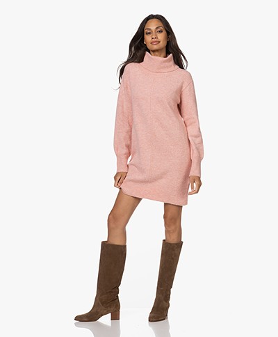 KYRA Essa Long Cotton and Wool Blend Turtleneck Sweater - Pink Blush