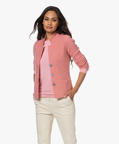 KYRA Kitty Rib Knitted Wool Blend Cardigan - Pink Blush