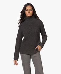 Drykorn Arwen Rib Knit Turtleneck Sweater - Dark Grey Melange