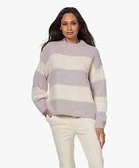 Drykorn Ramea Striped Alpaca Blend Sweater - Lilac/Off-white