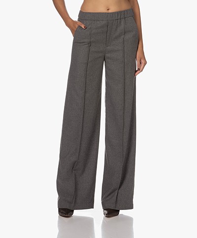 Drykorn Earn Wool Blend Wide Leg Pants - Dark Grey