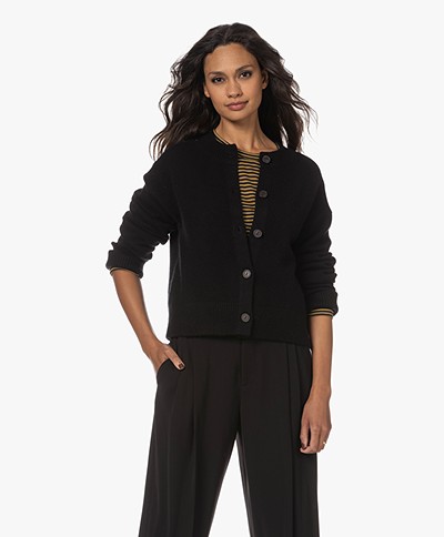 Vince Cropped Wool Blend Buttoned Cardigan - Black
