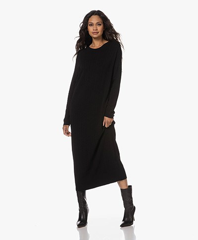 Resort Finest Cable Knitted Maxi Dress - Black