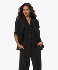 Vince Crepe Suiting Double-Breasted Blazer - Black