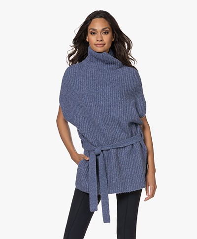 Josephine & Co Tooske Rib Knitted Short Sleeve Sweater - Light Indigo