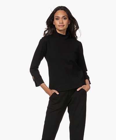 KYRA Julan Ponte Jersey Turtleneck Sweater - Black