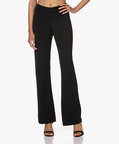 KYRA Clarisse Knitted Viscose Blend Pull-on Pants - Black