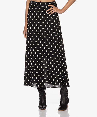 KYRA Tamara Long Dot Print A-line Skirt - Black