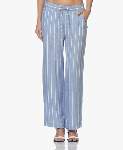 Josephine & Co Candace Striped Linen Blend Pants - Blue