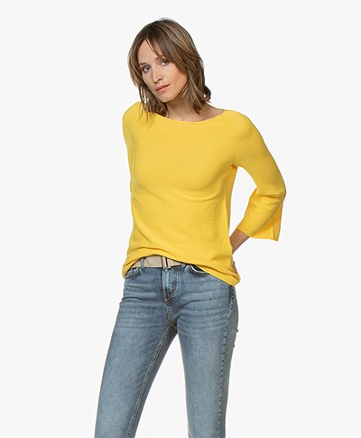 no man's land Sweater with Cropped Trumpet Sleeves - Buttercup