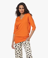 KYRA Chela Cotton Blend V-neck Sweater - Mandarin