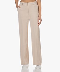 LaSalle Stretch-Crêpe Pantalon met Rechte Pijpen - Natural