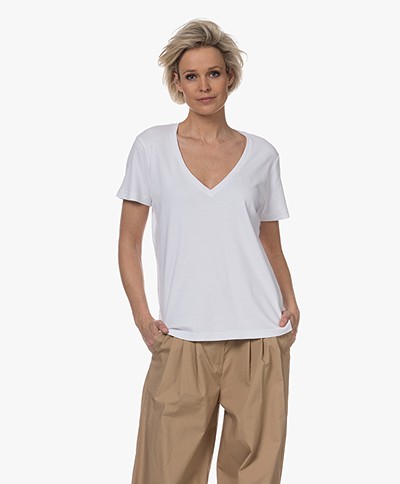 Denham Ramona Cotton V-neck T-shirt - White