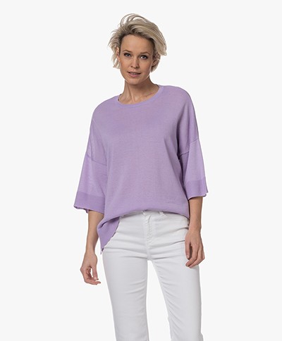 Sibin/Linnebjerg Teri Merino Blend Elbow Sleeve Sweater - Lavender