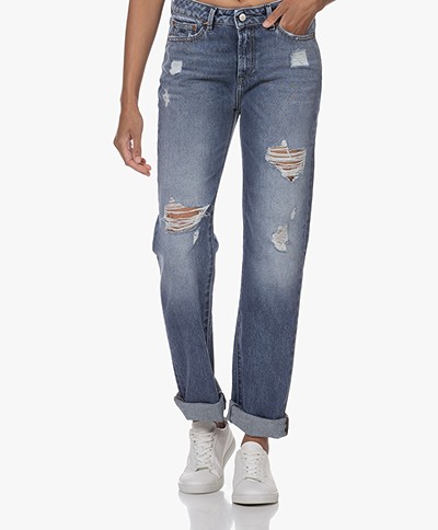 Denham Bardot Straight Fit Stretch Jeans - Middenblauw