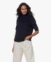 Repeat Short Sleeve Turtleneck Sweater - Navy
