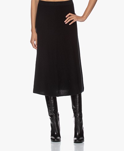 Repeat Knitted Cashmere A-line Skirt - Black