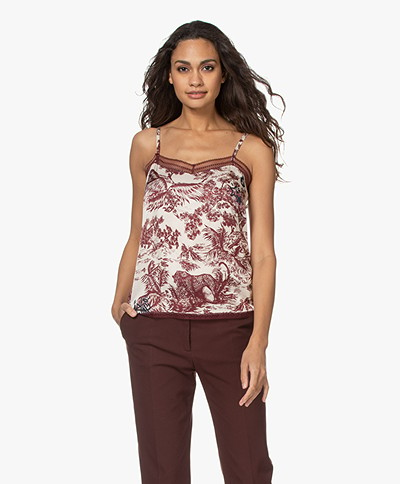 Zadig & Voltaire Camel Jouy Printed Satin Top - Toile