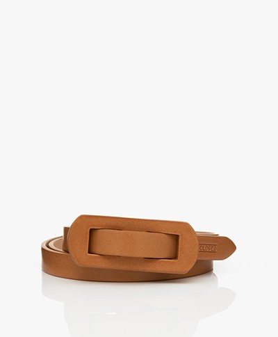Closed Thin Leather Belt - Biscuit