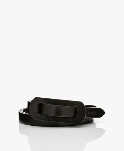 Closed Thin Leather Belt - Black