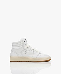 Closed Leather High Sneaker - White