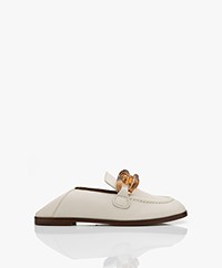 See by Chloé Leather Loafers with Chain Detail - Chalk 