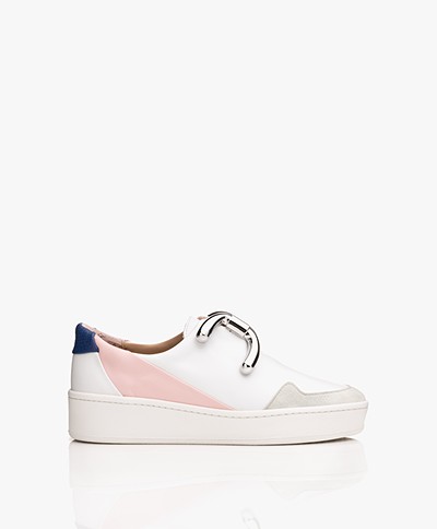 An Hour And A Shower Knot Camp Slip-on Sneakers - White/Blue/Pink/Silver