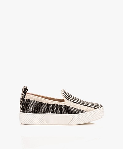 An Hour And A Shower Zigsouk Striped Slip-on Sneakers - Black/Off-white