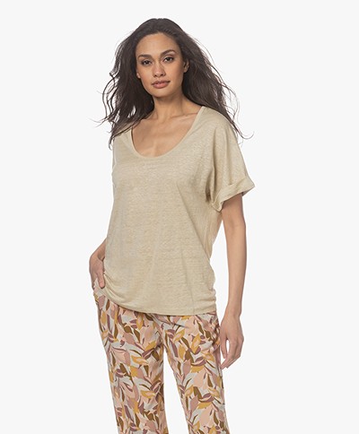 Josephine & Co Matheo Linen Short Sleeve T-Shirt - Sand