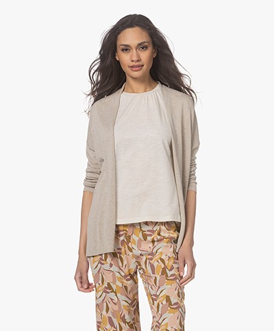 indi & cold Fine Knitted Viscose Cardigan - Sand