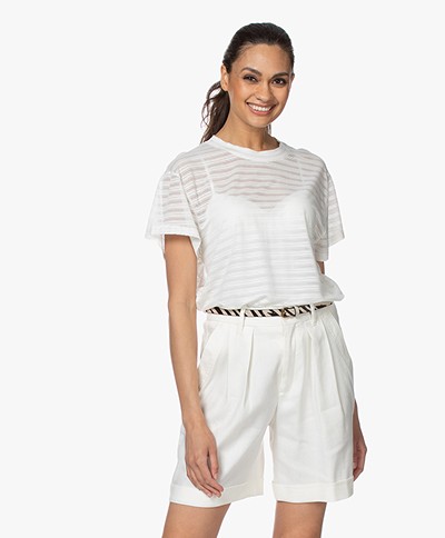 IRO Kadina Burn-out Striped T-shirt - Off-white