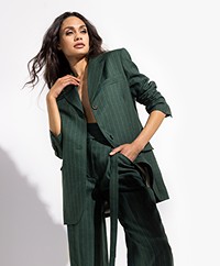 Róhe Dina Linen Pinstripe Blazer - Green