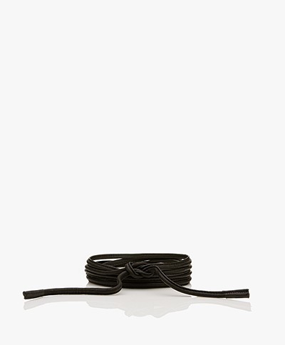 KYRA Leather Tie-belt - Black