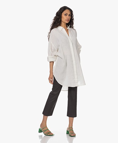 Drykorn Midinia Long Linen Shirt - Off-white
